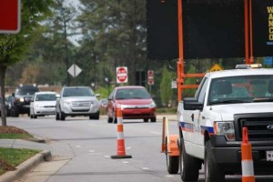 Blythe Construction is out on Catawba Avenue painting direction signs on the pavement as the DDI gets closer and closer to completion.