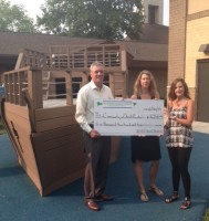 PCF’s Vinnie Altamura presents check to Christ Preschool Director Sharon Fuller and Preschool Board Chair Jill Brooks.