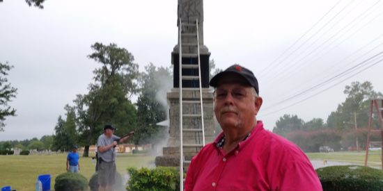 Donald Archer in front of the Confederate Monument 