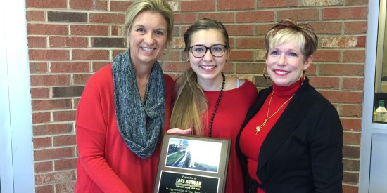 (L to R): Robin Smith-Salzman, owner of Lake Norman Chrysler Dodge Jeep Ram; McKayla Wabalas; Robin Byrd, executive director of Lake Norman Lucky Cat