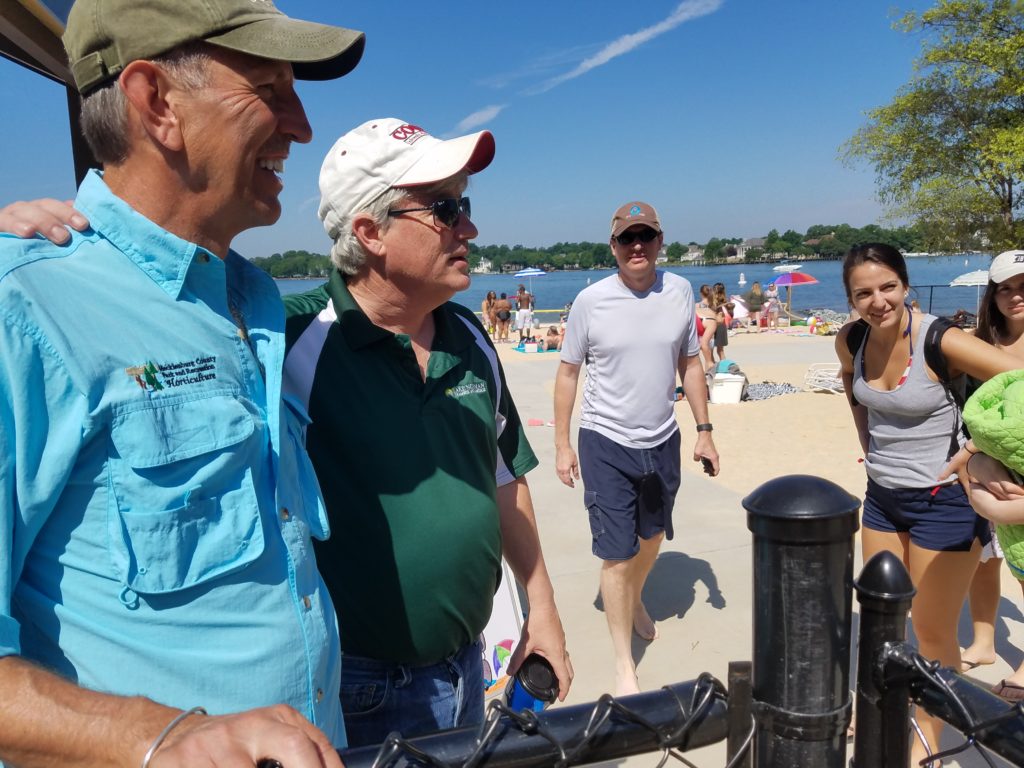 Jim Garges, Bill Russell, Callan Bryan: About 200 people at 1030 am. Capacity of the beach is about 500. Parking for 127 cars.