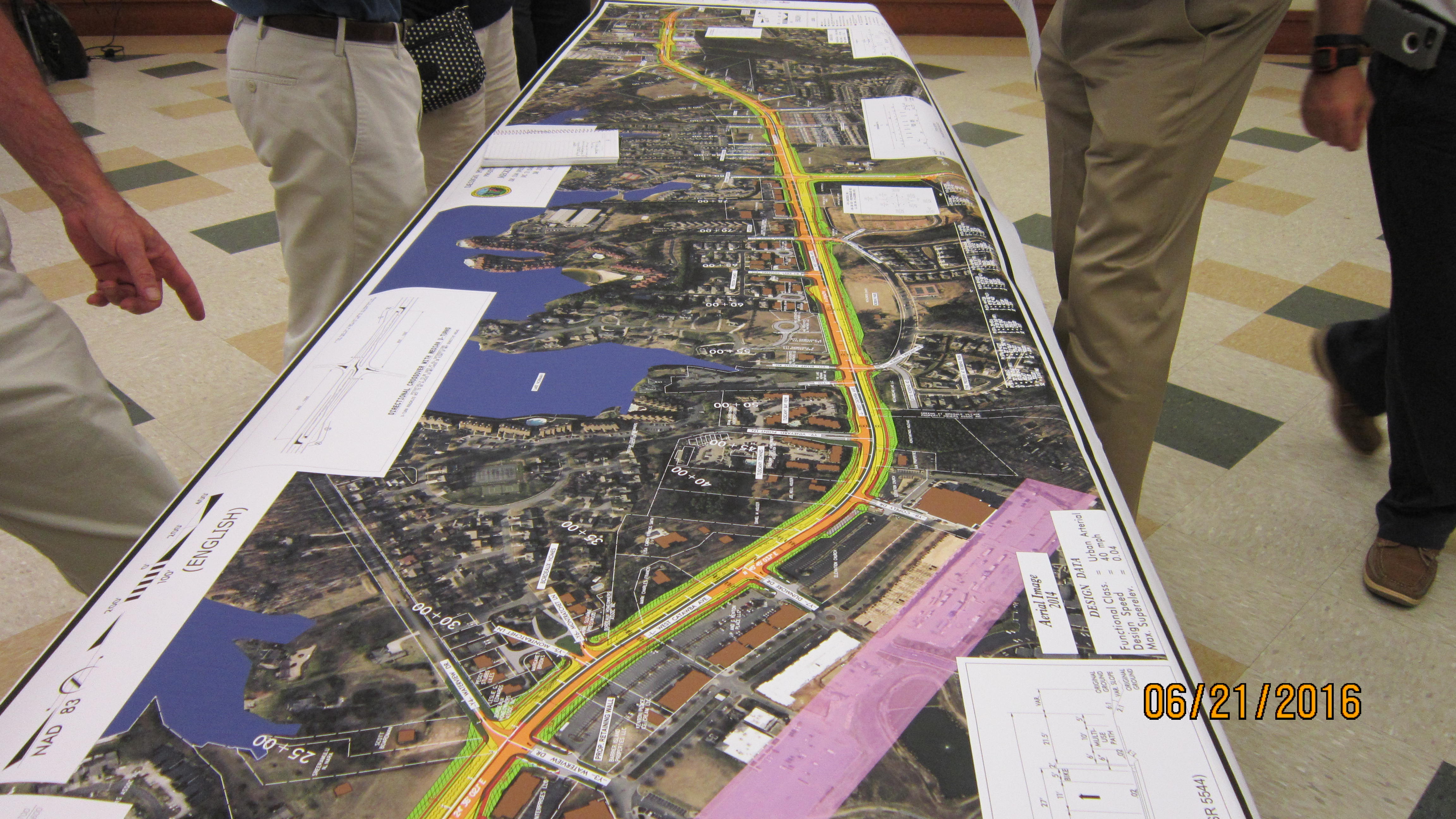 Close up of the maps on widening project