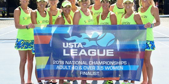 October 21, 2018 - The Southern section came in second place in the Adult 40 & Over 3.5 League National Championship at the Arlington Tennis Center in Arlington, Texas. Front Row: Margaret Vermillion, Dawn Jennings, Jennifer Peruc (Co-Captain), Jennifer Teifer (Captain), Shaun Simmer, Mandy Alexander, Karen Hallman, Back Row: Wendy Evans, Ann Hughes, Tammy Jenkins, Susan Shields