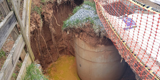 Sinkhole on Old Canal Road Expands