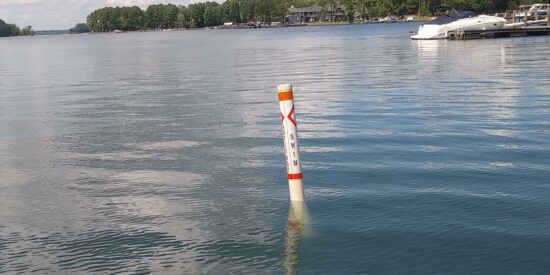 No swimming marker on Paradise Cove