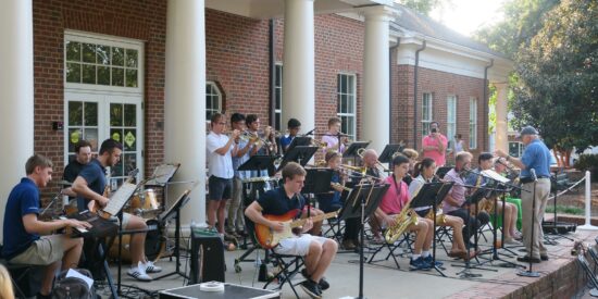 The Davidson College Symphony Orchestra and Jazz Ensemble at Concert on the Green. Photo courtesy of Davidson College