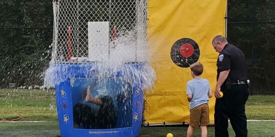 The dunk tank is a CPD tradition at National Night Out
