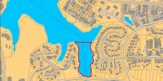 No swimming advisory for part of Lake Davidson. Griffith Street runs along the bottom of the map
