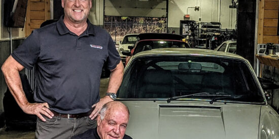 The Werks President David Van Epps (standing) with Martin Steger, one of Sonderwerks’ Master Mechanics. 
