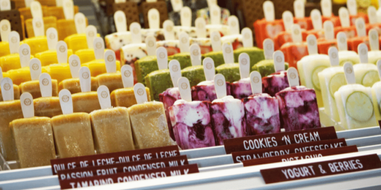 Paletas are Popsicles and Mexican Paletas are way bigger than normal ice pops, hand-made, artisanal and made with 100% natural ingredients. Photo Morelia Gourmet Paletas