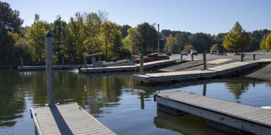 Four of six boat launches are closed at Blythe Land because of low lake levels. Photo | Mecklenburg County Parks & Recreation