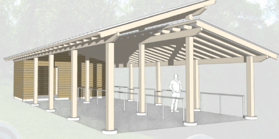 Rendering of an archery range MecklenburgCounty is building at Fisher Farm in Davidson.