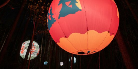 Explore a half-mile, self-guided walking trail showcasing a variety of illuminated installations representing the Whitewater story and mission. The elements populate the entire Ridge and Canyon. Photo | Whitewater Center