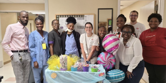 Novant Health  thanks the 71 volunteers from Bank of America who celebrated National Lollipop Day with a sweet gesture, distributing 15,000 lollipops to the team members in the Charlotte area.  Photo Novant Health