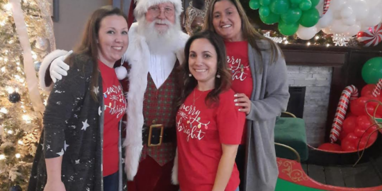 Melissa Cuff, Santa, back: Natalie Zito, front: Ashley Wolfe-Vega