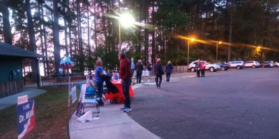 Candidates and their supporters at 6:30 am near Waterfront Hall in Jetton Park