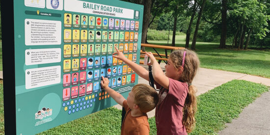 Communication Board at Bailey Road Park / Photo courtesy Mary Elizabeth McEwen