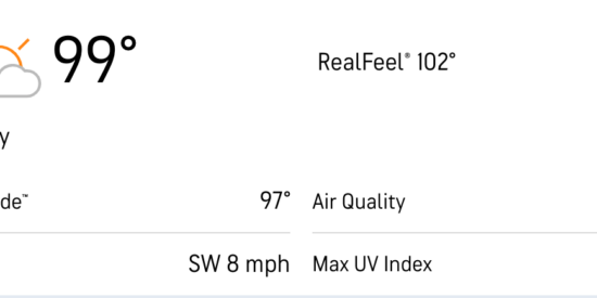 AccuWeather forecasts 99 at 4 pm