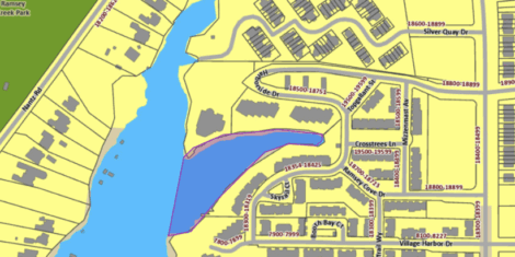 No swim area marked in purple