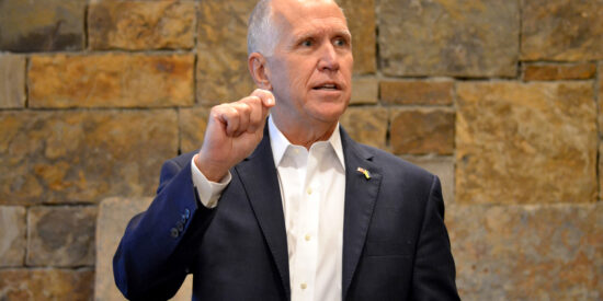 Tillis spoke at a Newsmakers Breakfast in 2023